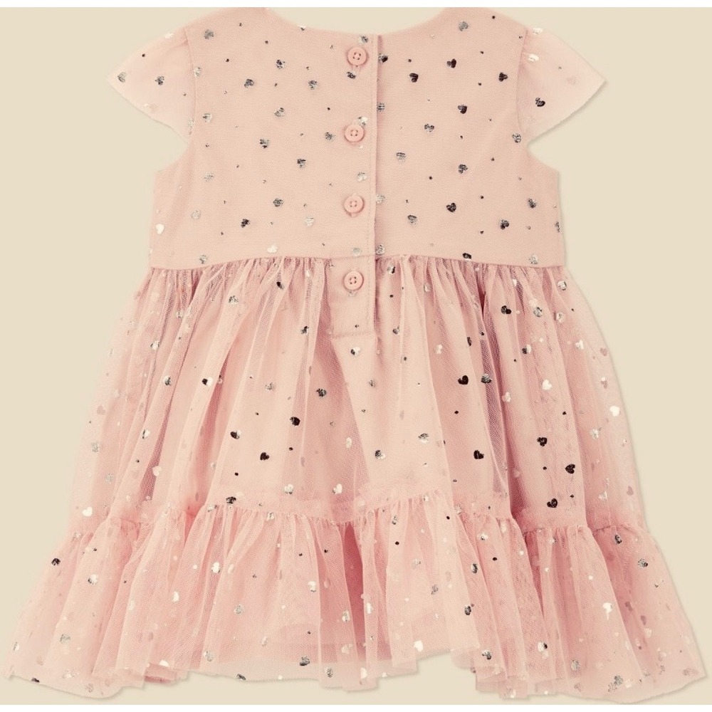 12‎ mos Carters  Girl Pink Tulle Heart Dress with Diaper Cover Set Blush Silver